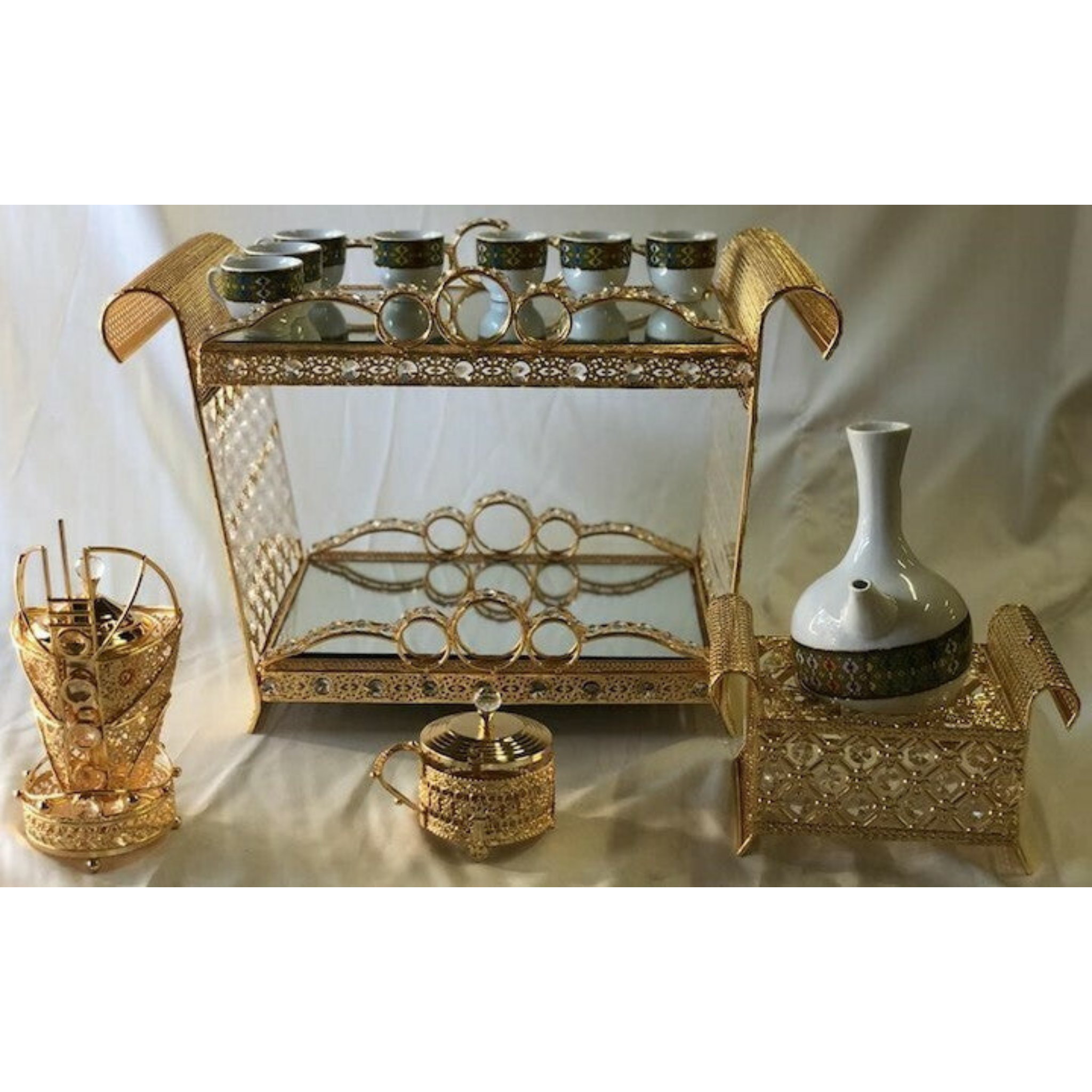 Coffee Table Gold Color Rectangle Rekebot 4set