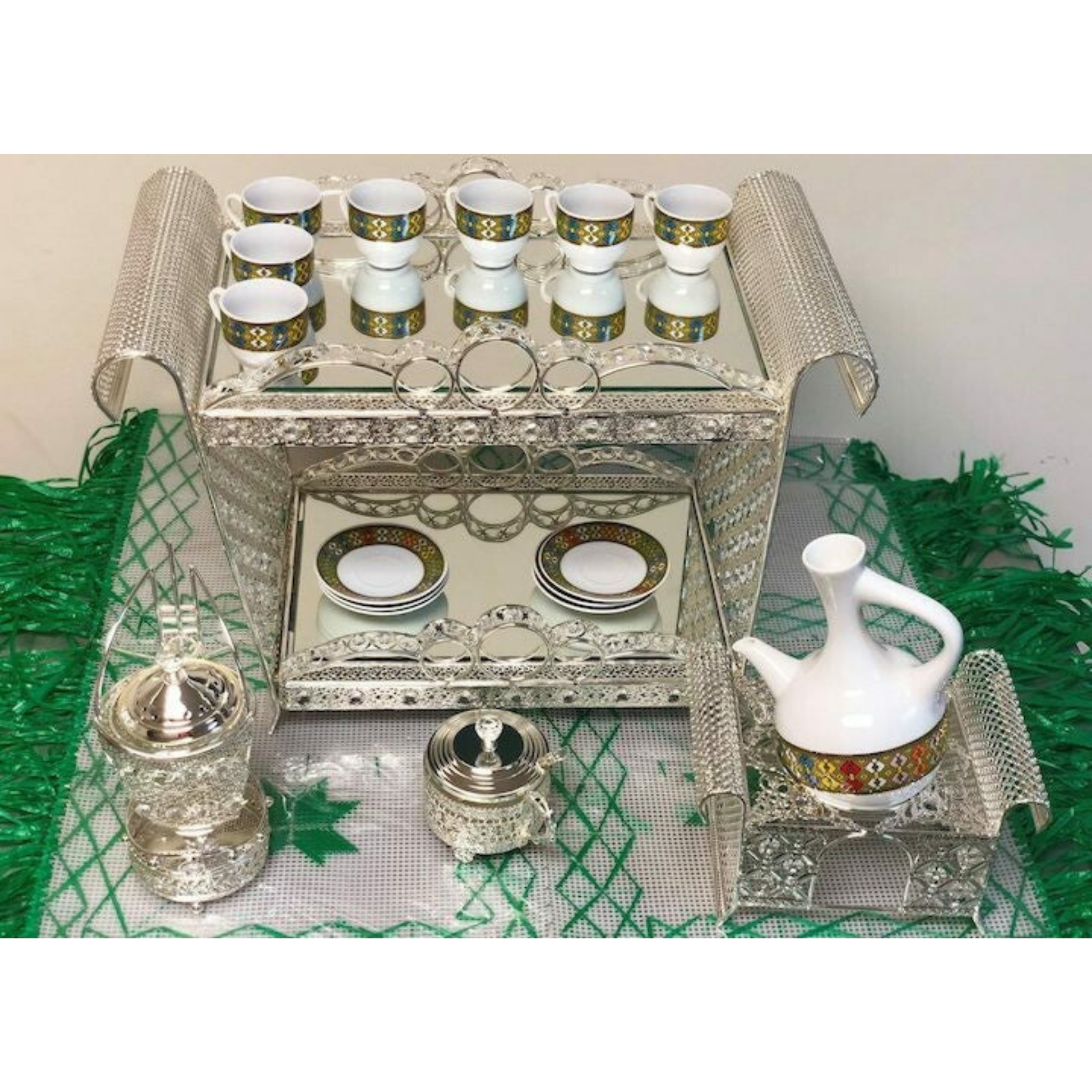 Coffee table silver color rectangle rekebot 4set