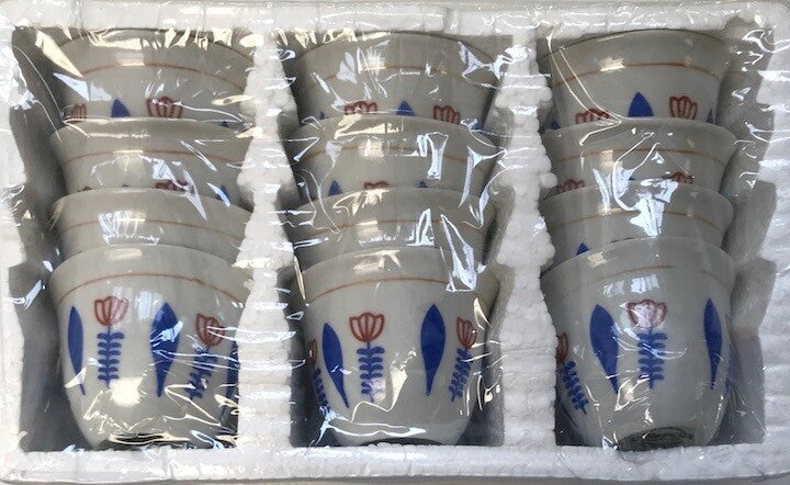 12 pcs Ethio Traditional Blue Leaf Coffee cups ፍንጃል 