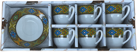 12 pcs Telet Coffee Cups & Saucers w/handle