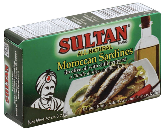 Sultan All Natural Moroccan sardines in olive oil with chili peppers 4.37oz