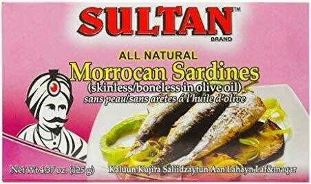 Sultan All Natural Moroccan Moroccan sardine boneless skinless in olive Oil 4.37oz