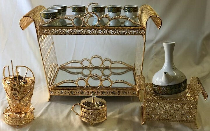 Coffee table gold color rectangle rekebot 4set