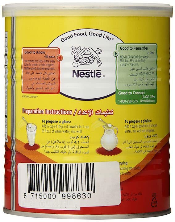 Nestle nido dry whole milk powder can