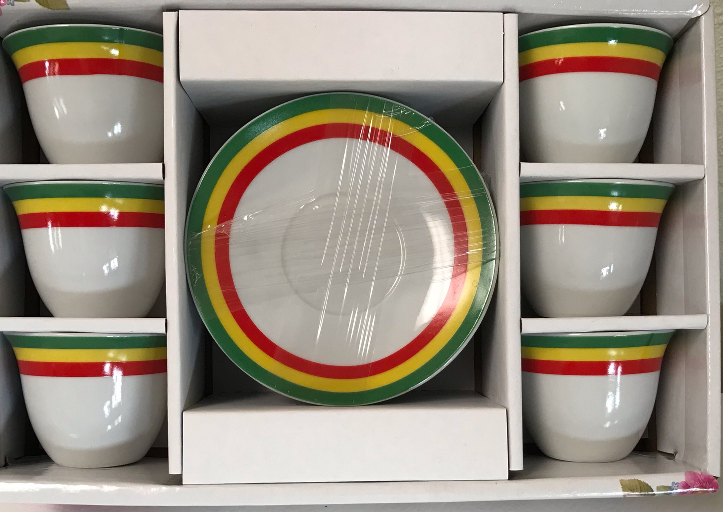12 pcs Ethiopia flag color coffee cups & saucers