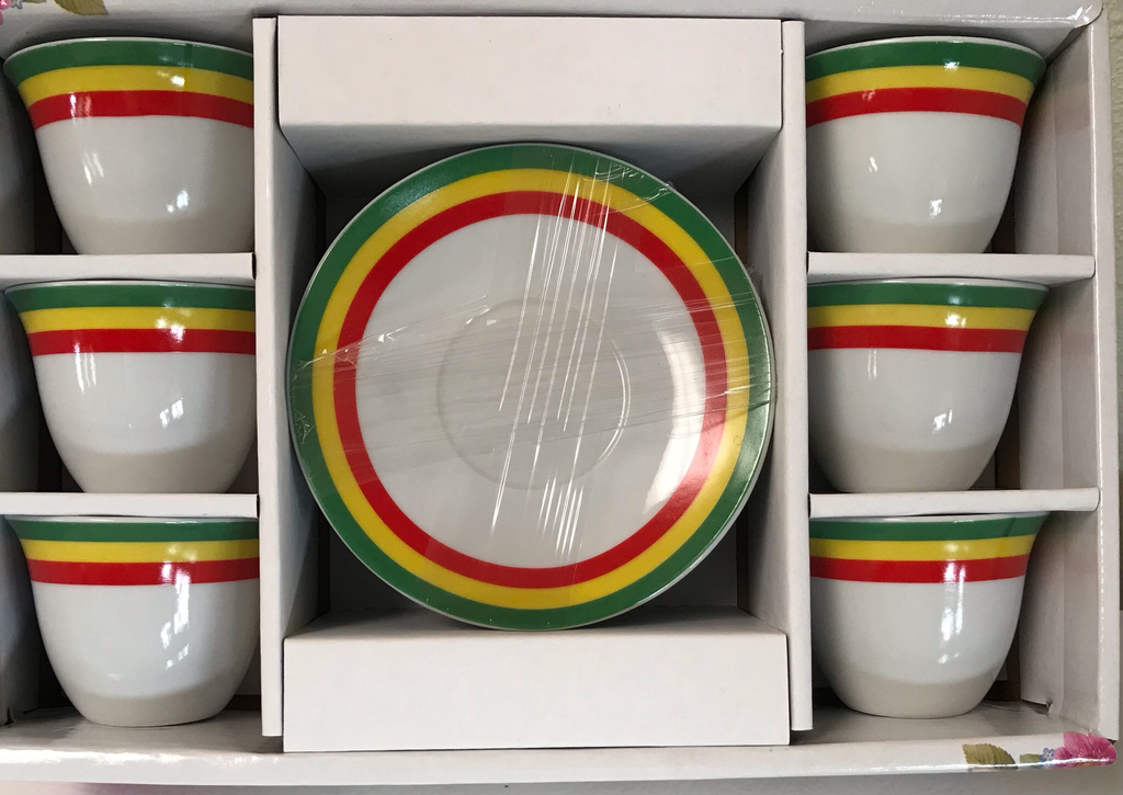 12 pcs Ethiopia flag color coffee cups & saucers