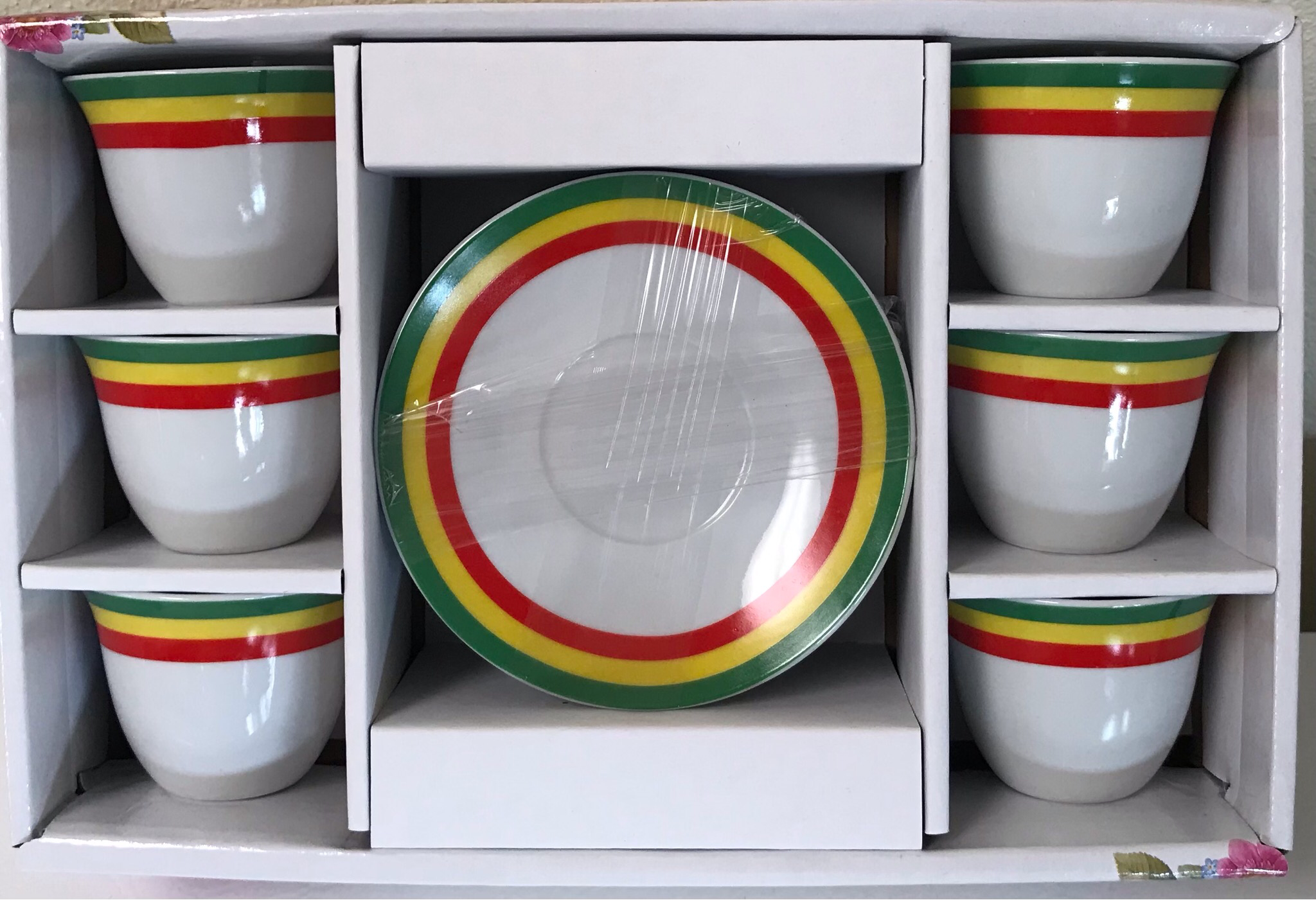 12 pcs Ethiopia flag color coffee cups & saucers