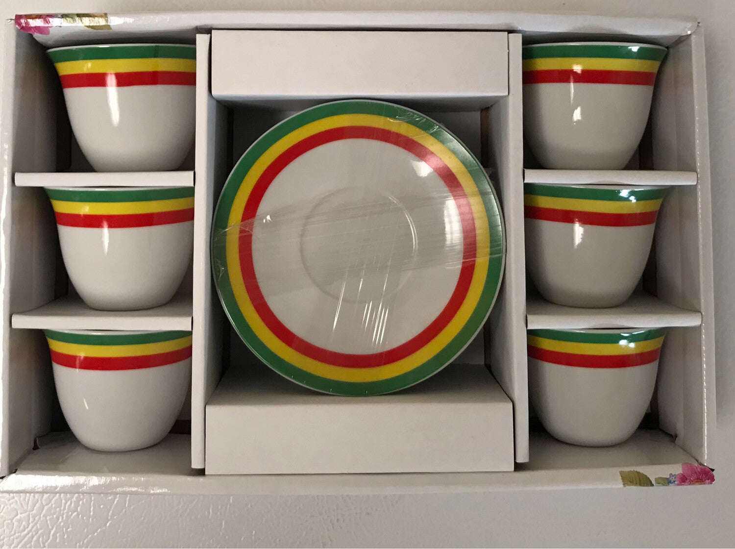 12 pcs Ethiopia flag color coffee cups & saucers
