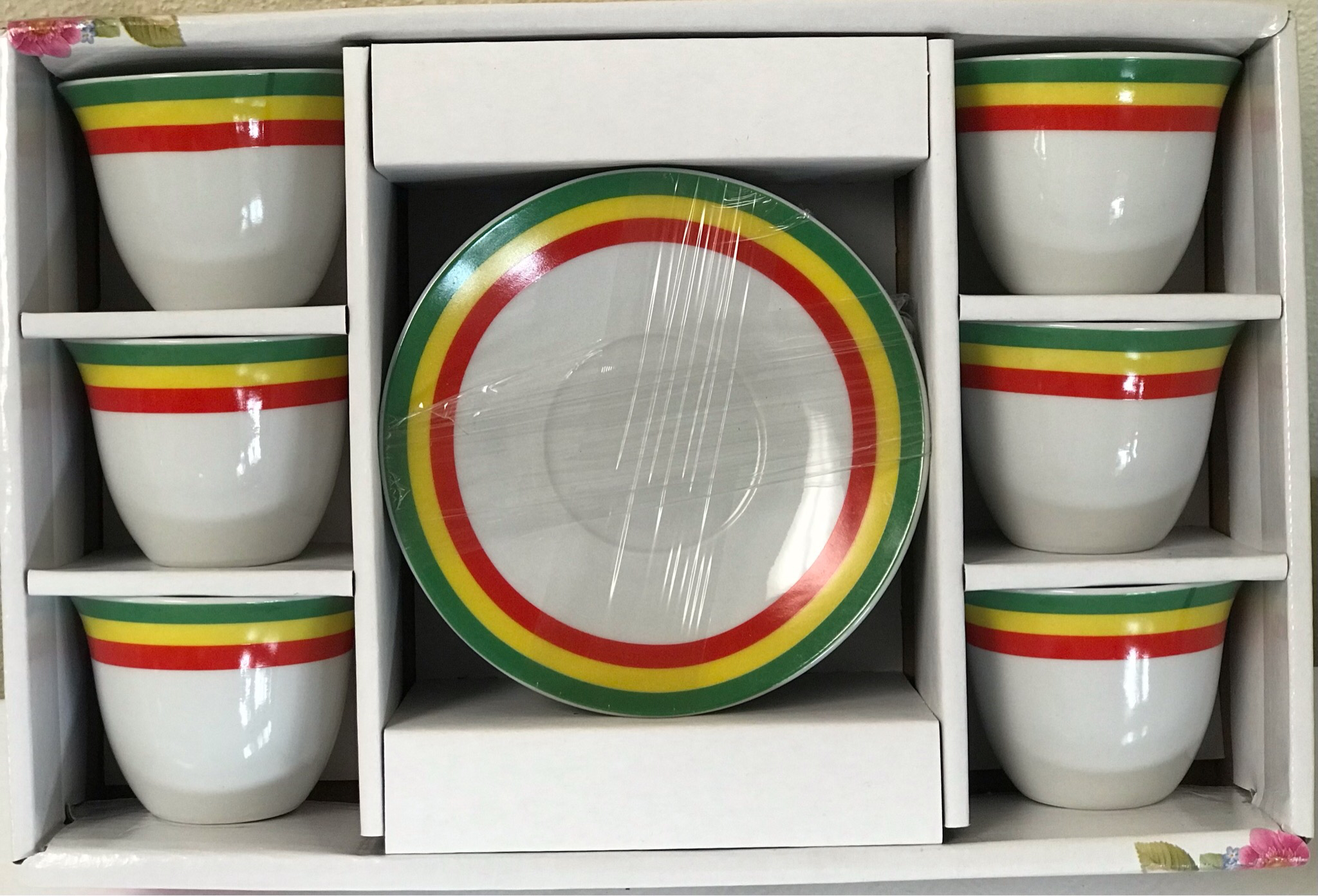 12 pcs Ethiopia flag color coffee cups & saucers