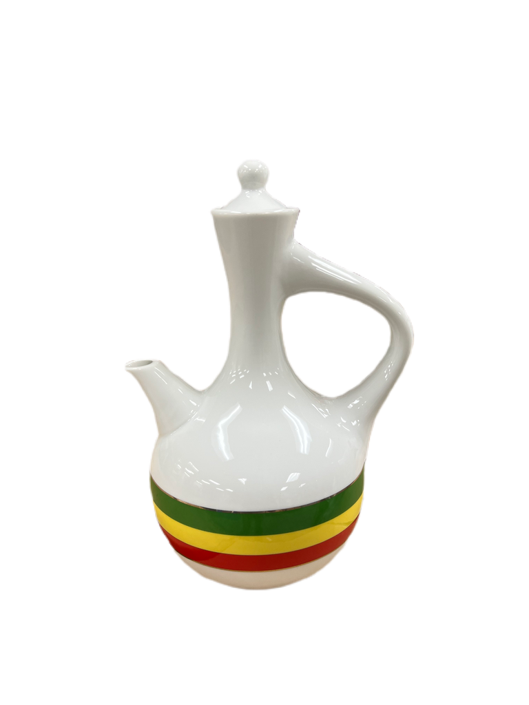 Ceramic Jebena with Ethiopian Flag Decor