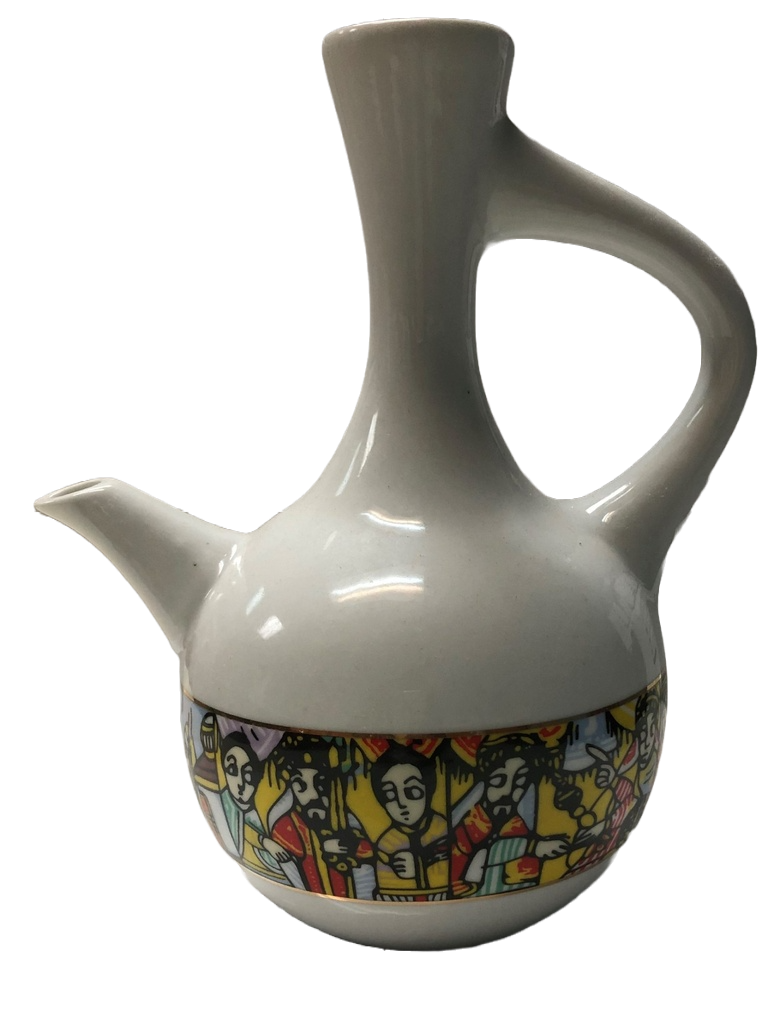 Ceramic Jebena White with Saba Decor