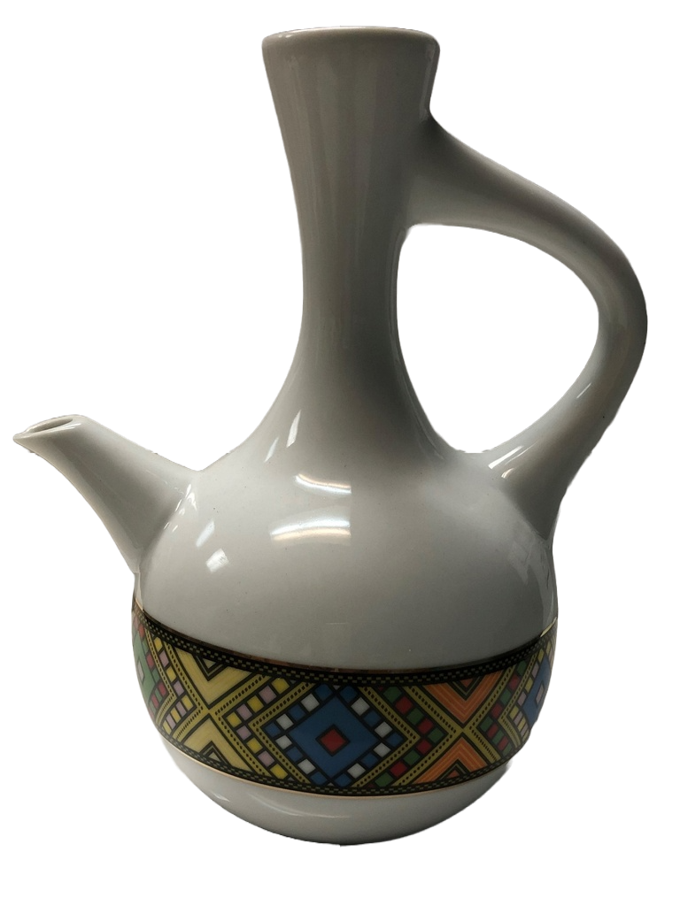 Ceramic Jebena White with Telet Decor