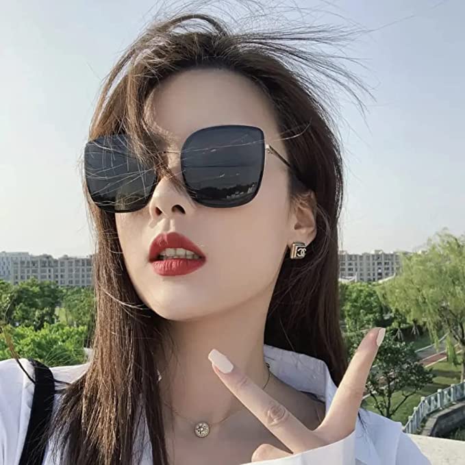 LVCKSK Oversized Oval Sunglasses For Women Fashion Big Frame Shades Outdoor Sports UV400 Protection.