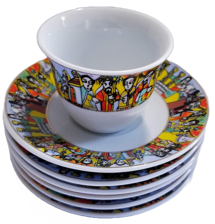 12 pcs Queen Saba Coffee Cups & Saucers ንግስተ ሳባ